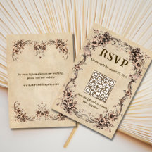 Victoriaanse bloemige trouw-QR-code RSVP