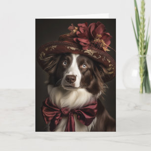 Victoriaanse Border Collie Kerstmis Feestdagen Kaart