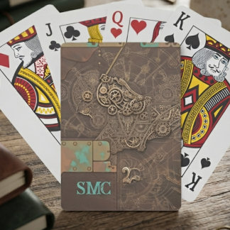 Victoriaanse bronzen stoampunk tandwielen pokerkaarten