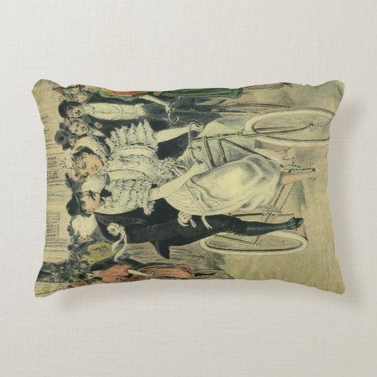 Victoriaanse bruid en bruidegom pasgetrouwd fietse accent kussen (Voorkant)