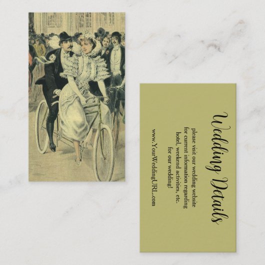 Victoriaanse bruid en bruidegom pasgetrouwd fietse informatiekaartje (Voorkant / Achterkant)