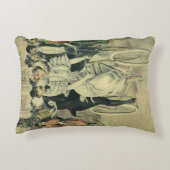 Victoriaanse bruid en bruidegom pasgetrouwd op de  accent kussen (Voorkant)