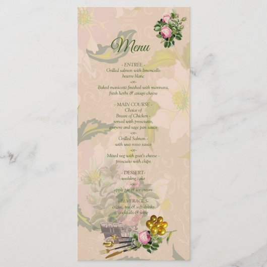 Victoriaanse Bush Garden Menu (Voorkant)