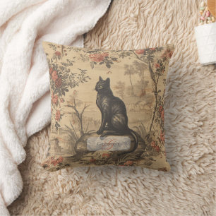 Victoriaanse Chinoiserie Zwarte Kat Worp Kussen