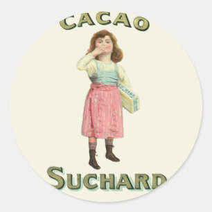 Victoriaanse Chocolade Kus Meisje Suiker Ronde Sticker