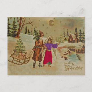 Victoriaanse Christkind-engel Fröhliche Weihnachte Briefkaart