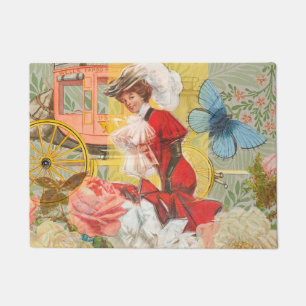 Victoriaanse dame vrouw elegante rijke rode illust deurmat