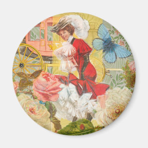 Victoriaanse dame vrouw elegante rijke rode illust magneet