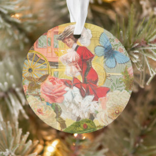 Victoriaanse dame vrouw elegante rijke rode illust ornament