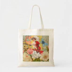 Victoriaanse dame vrouw elegante rijke rode illust tote bag