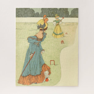 Victoriaanse Dames Croquet Antieke Tuinfeest Legpuzzel