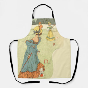 Victoriaanse Dames Croquet Antieke Tuinfeest Schort