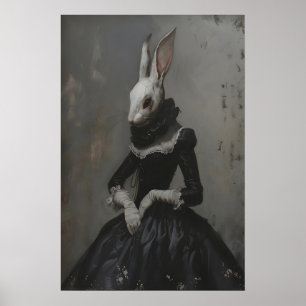 Victoriaanse Dameskonijn Kunst Print, Gotische Oli Poster
