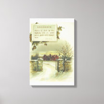 Victoriaanse december-winterscène en kerstgedicht