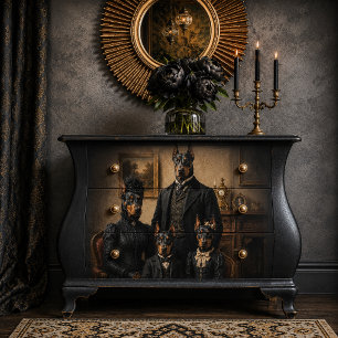 Victoriaanse Dobermann Familie Portret Elegante Poster
