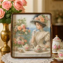 Victoriaanse Elegantie Dame bij de Afternoon Tea D