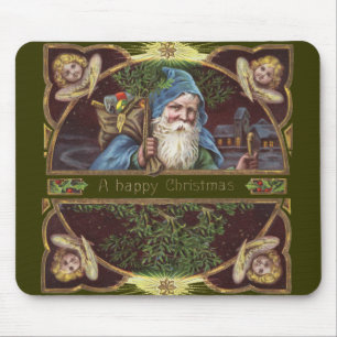 Victoriaanse engelen van de Kerstman Blauw Kerstmi Muismat