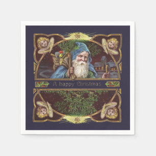 Victoriaanse engelen van de Kerstman Blauw Kerstmi Servet