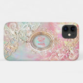 Victoriaanse filigraan opalescente edelsteen Case-Mate iPhone case (Achterkant (horizontaal))