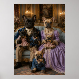 Victoriaanse Franse Bulldog Familie Portret Aris Poster