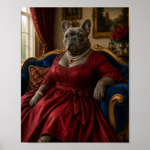Victoriaanse Franse Bulldog Hertogin Portret Frenc Poster