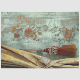 Victoriaanse Glamour Goud Gordijn Rood Kwast Teal Tissuepapier