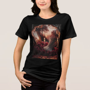 Victoriaanse Gotische Boudoir Korset Spiegel Rode Tri-Blend Shirt