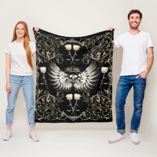 Victoriaanse Gotische Romantiek Schedel Vleugels & Fleece Deken