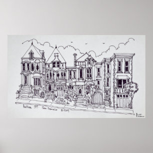 Victoriaanse huizen San Francisco, Californië Poster