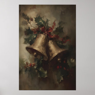 Victoriaanse Kerstbellen met Hulst, Gotisch Poster