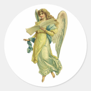 Victoriaanse Kerstengel, Gloria in Excelsis Deo Ronde Sticker