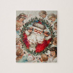 Victoriaanse Kerstman aan de telefoon met kinderen Legpuzzel