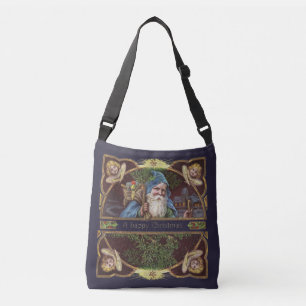 Victoriaanse Kerstman Engelen Blauwe Kerstmis Vint Crossbody Tas