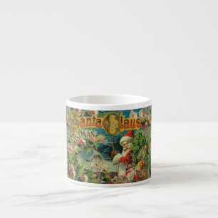 Victoriaanse Kerstman Kerst Collage Antiek Espresso Kop