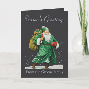 Victoriaanse Kerstman met groene gewaden gesneden Kaart