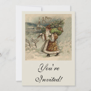 Victoriaanse Kerstman met kerstboom Kaart