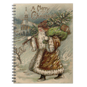 Victoriaanse Kerstman met kerstboom Notitieboek