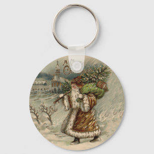 Victoriaanse Kerstman met kerstboom Sleutelhanger