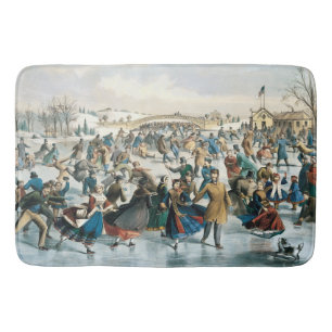 Victoriaanse Kerstmis Central Park Currier & Ives Badmat