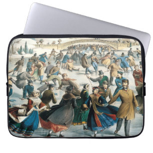 Victoriaanse Kerstmis Central Park Currier & Ives Laptop Sleeve