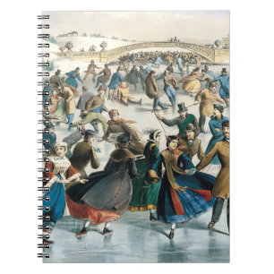 Victoriaanse Kerstmis Central Park Currier & Ives Notitieboek