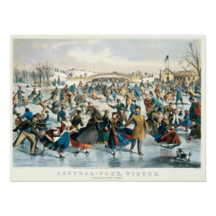 Victoriaanse Kerstmis Central Park Currier & Ives Perfect Poster