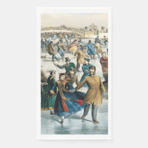 Victoriaanse Kerstmis Central Park Currier & Ives Servet