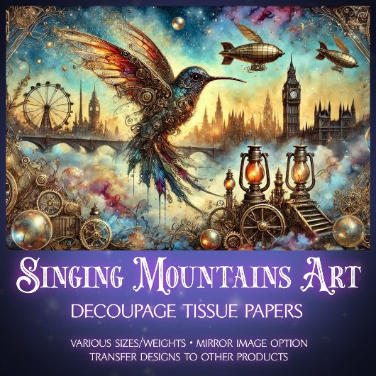 Victoriaanse Kolibrie Mechanische Reis Decoupage Tissuepapier