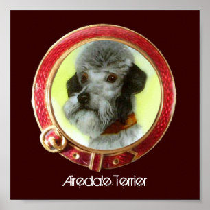 VICTORIAANSE MINIATUUR HOND PORTRETTEN Airedale Te Poster