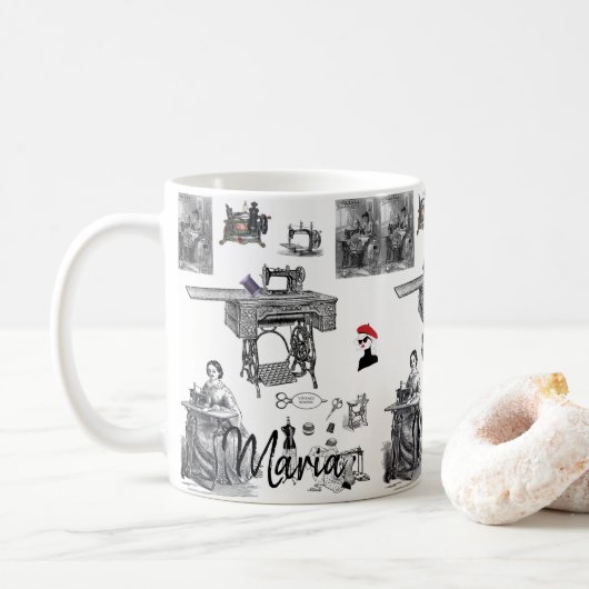 Victoriaanse Naaimachine Mok (Met donut)