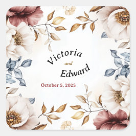 Victoriaanse Pioen Luxe Trouw Envelope Zegels