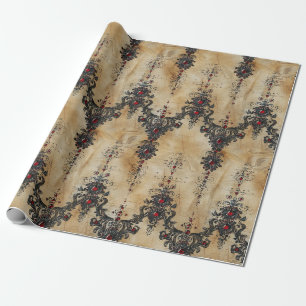 Victoriaanse Robijn Kant Gotische Patroon (5) Cadeaupapier