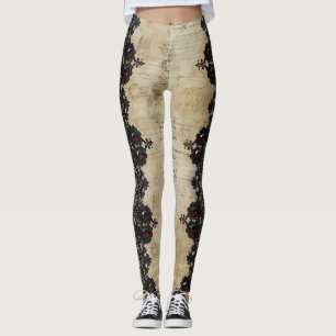 Victoriaanse Robijn Kant Gotische Patroon (6) Leggings