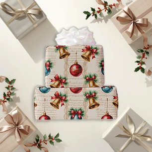 Victoriaanse Rood Blauwe Versiering Cadeaupapier